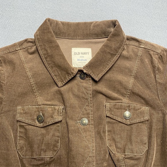 Old Navy Jacket Womens Medium Brown Corduroy Button Front Trucker Casual - Picture 2 of 9